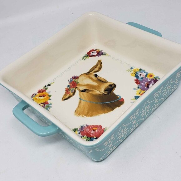 The Pioneer Woman Other - Pioneer Woman Sweet Romance Cow Ceramic Square Baking Dish Farmhouse Baker 8"x8"